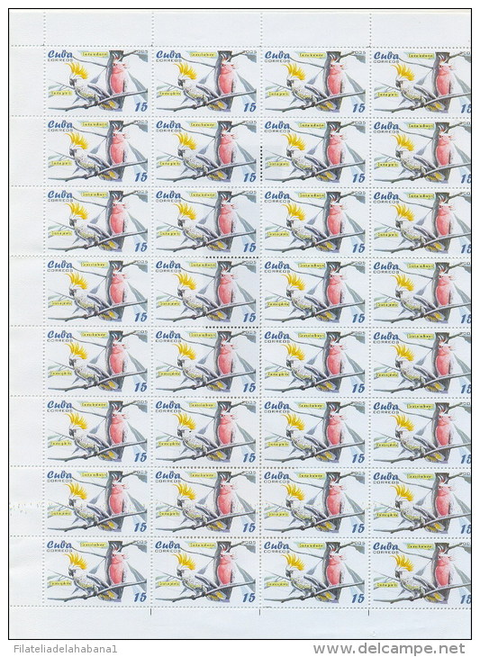 2005.523 CUBA COMPLETE MNH SHEET 2005 PARROT BIRD PAJAROS - Hojas Y Bloques