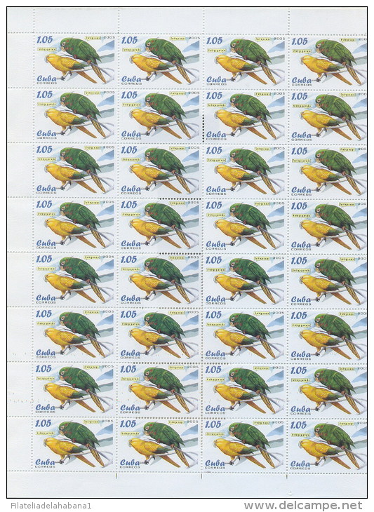 2005.523 CUBA COMPLETE MNH SHEET 2005 PARROT BIRD PAJAROS - Hojas Y Bloques