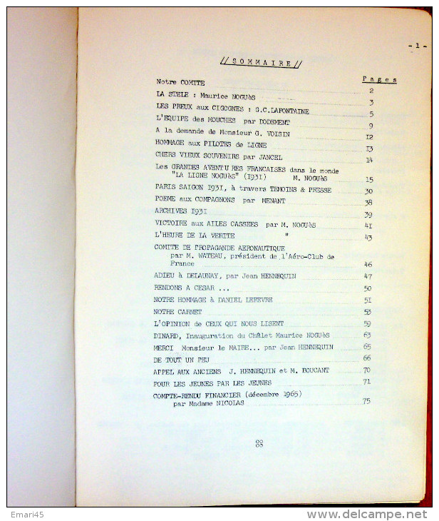 Aviation/MAURICE NOGUEZ/AirFrance/ Bulletin Annuel Du  Comité Du Souvenir 1966 - Sonstige & Ohne Zuordnung