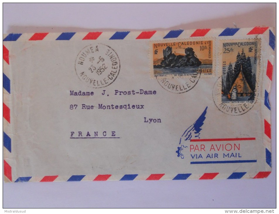 Nouvelle Caledonie Lettre De Noumea 1952 Lyon - Covers & Documents