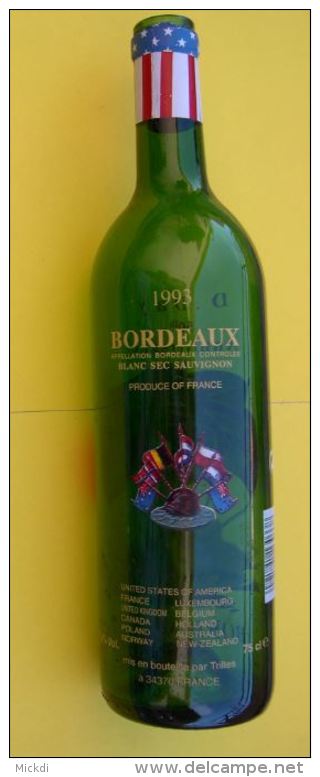 BOUTEILLE BORDEAUX BLANC SEC SAUVIGNON CUVEE1993 - DEBARQUEMENT NORMANDIE - D. DAY 50 Th ANNIVERSARY - Autres & Non Classés