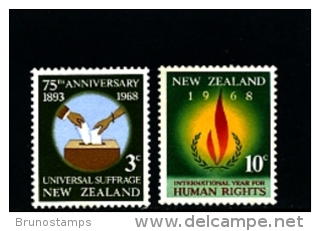 NEW ZEALAND - 1968  SUFFRAGE AND HUMAN RIGHTS  SET  MINT NH - Ungebraucht