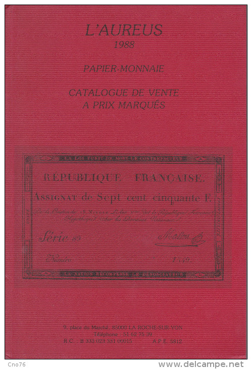 Papier Monnaie L'AUREUS 1988 Catalogue De Vente à Prix Marqués - Books & Software