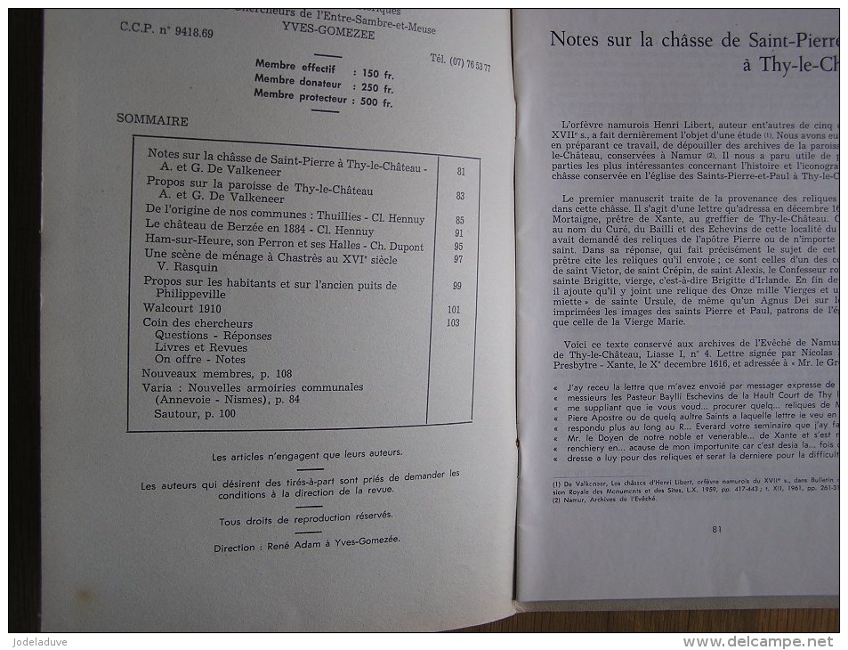 L´ ANTIQVAIRE ANTIQUAIRE Revue N° 5 - 6 1963 Entre Sambre & Meuse Régionalisme Thy Le Château Philippeville Thuillies - België