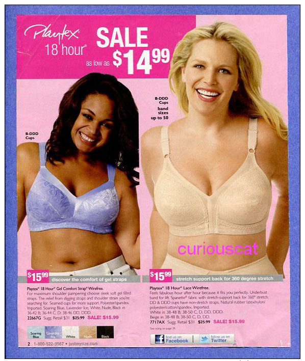 PUBLICITES USA RECLAME ADVERTISEMENT WERBUNG REKLAME PUBBLIITARI PUBLICIDAD For LINGERIE PLAYTEX BRAS BH - Publicités