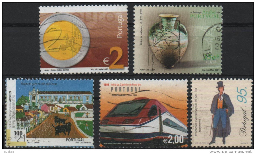 PORTUGAL Lot De 5 TP (o) : Pièce Euro Vase De Céramique Bétail Train Alfa Pendular Boleeiro 2547 2477 463 3092 2302 - Collections