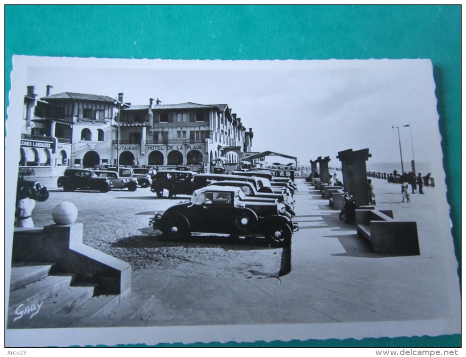 CPA  HOSSEGOR Plage Landes Photo Véritable Multiples Voitures Sur La Jetée Hôtel De La Plage - Turismo