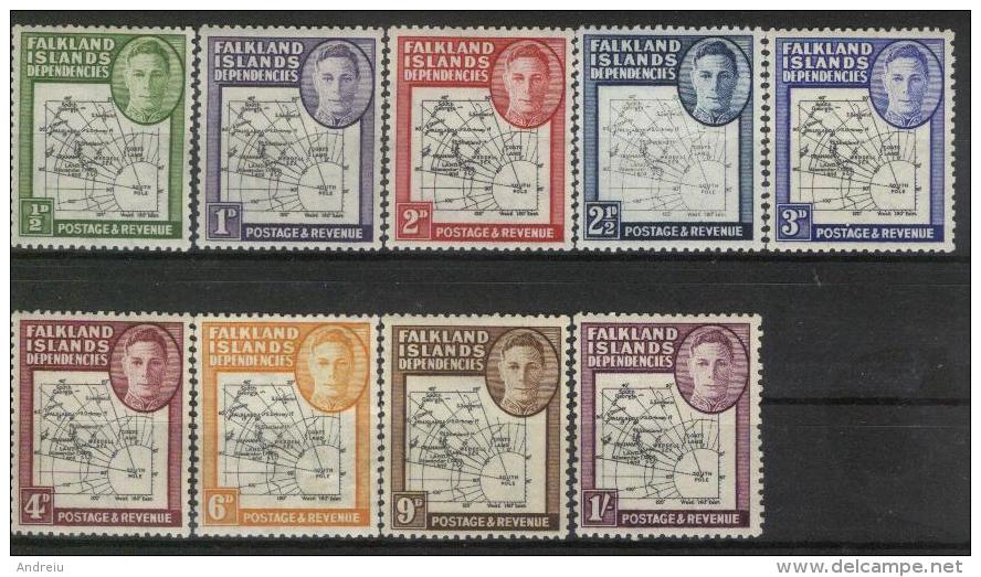 1946-48 South Georgia (Falkland Islands Dep) -2 Scans Definitives 9v.,Maps, Karten, Mapas, Cartes Iles, MLH - Georgias Del Sur (Islas)