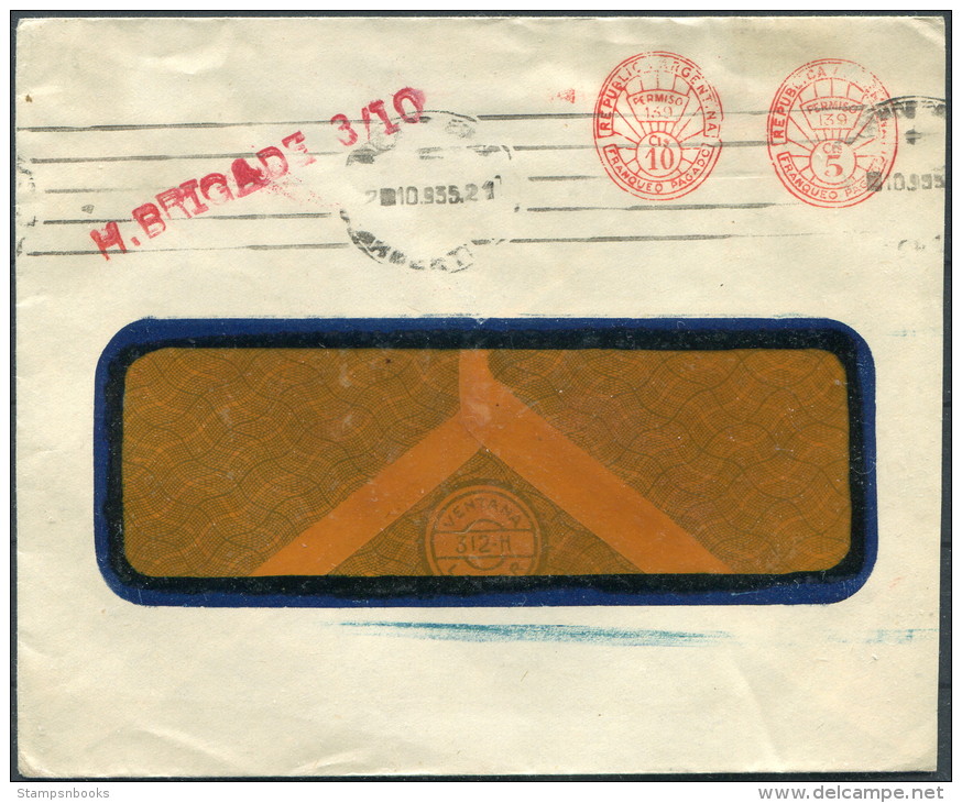 1935 Argentina Franking Machine Cover HIGHLY BRIGADE Ship Royal Mail Lines RMSP - Covers & Documents