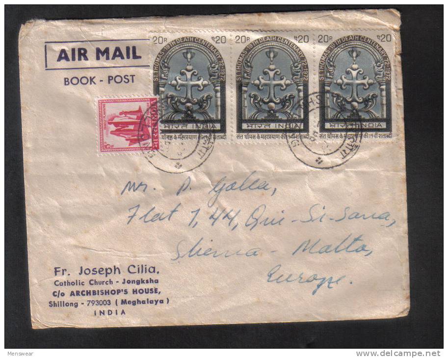 INDIA  - AIR MAIL SEND TO SLIEMA MALTA - 1973 - Covers & Documents