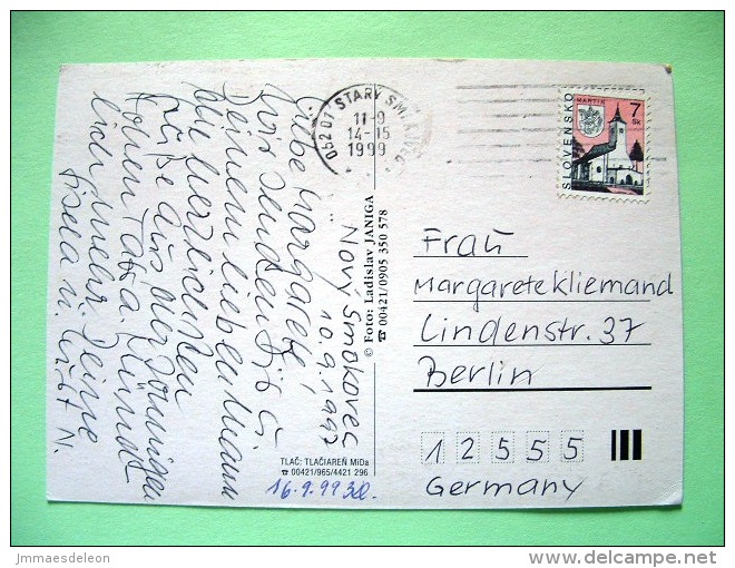 Slovakia 1999 Postcard "Tatra Mountain" Sent To Berlin - Martin Church - Lettres & Documents