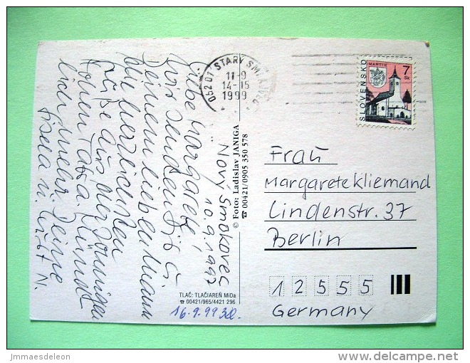 Slovakia 1999 Postcard "Tatra Mountain" Sent To Berlin - Martin Church - Briefe U. Dokumente