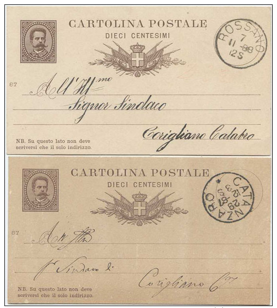 1887 CARTOLINA POSTALE C. 10: USATE TIRATURE, CARTONCINI E STAMPA DIFFERENTI MA STESSO ANNO 1887 OTTIMA QUALITÀ (6222) - Interi Postali