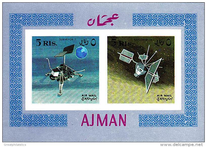 AJMAN 1968 SPACE PROBES S/S MNH - Sammlungen