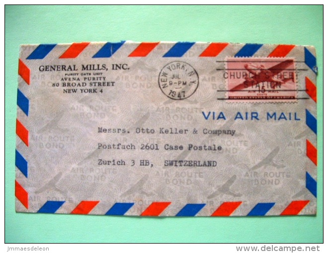 USA 1947 Cover To Switzerland - Plane - Covers & Documents