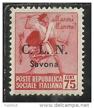 CLN SAVONA 1945 SOPRASTAMPATO D'ITALIA TAMBURINI ITALY OVERPRINTED  CENT. 75 MNH - Comité De Libération Nationale (CLN)