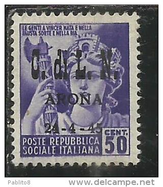 ITALY ITALIA 1945 CLN ARONA MONUMENTS DESTROYED OVERPRINTED MONUMENTI DISTRUTTI SOPRASTAMPATO 50 CENT MNH - Comité De Libération Nationale (CLN)