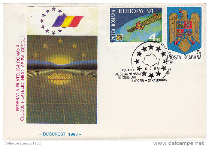 79FM- ROMANIA IN EUROPEAN COUNCIL, SPECIAL COVER, 1993, ROMANIA - Lettres & Documents