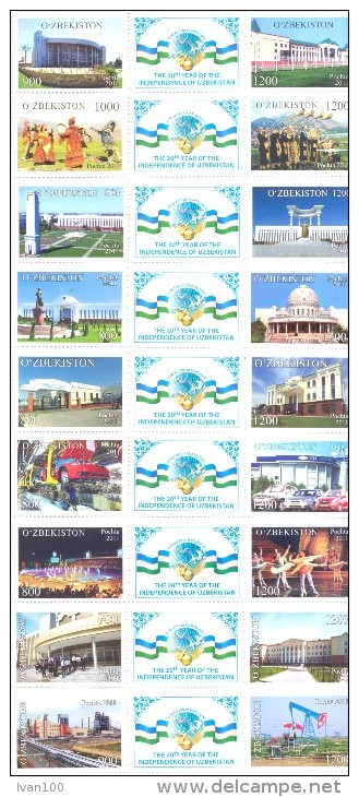 2011. Uzbekistan, 20y Of Independence, Set Of 52v + 26 Labels, Mint/** - Uzbekistan