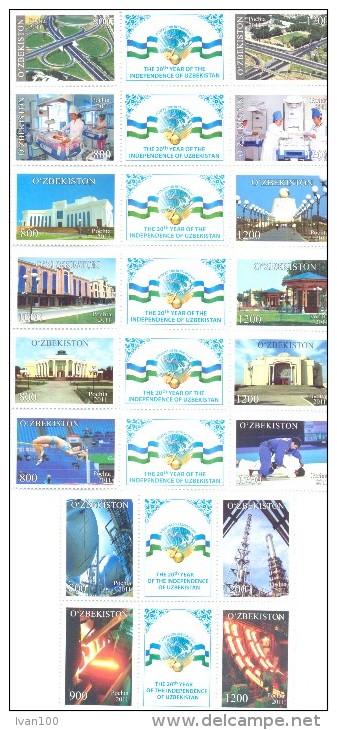 2011. Uzbekistan, 20y Of Independence, Set Of 52v + 26 Labels, Mint/** - Uzbekistan