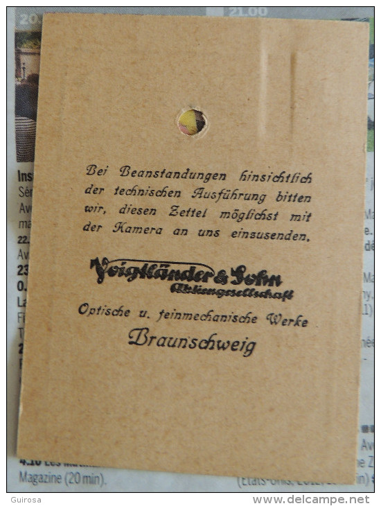 Preuve D’achat Voigtländer  –  Kamera 6x9 Avec Objectif 104mm (2 Documents) - Other & Unclassified