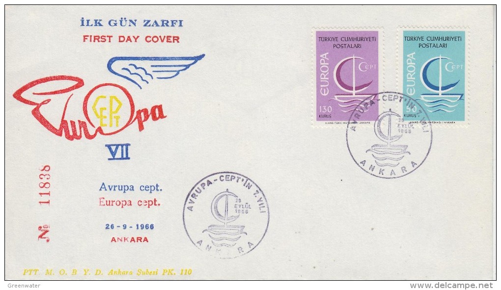 Europa Cept 1966 Turkey 2v FDC (F1480) - 1966