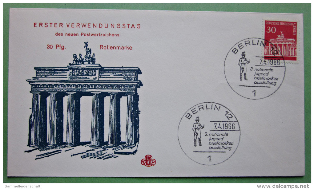 Brief FDC Briefmarken Deutschland Berlin Brandenburger Tor 1966 Ersttagsbrief - Sonstige & Ohne Zuordnung