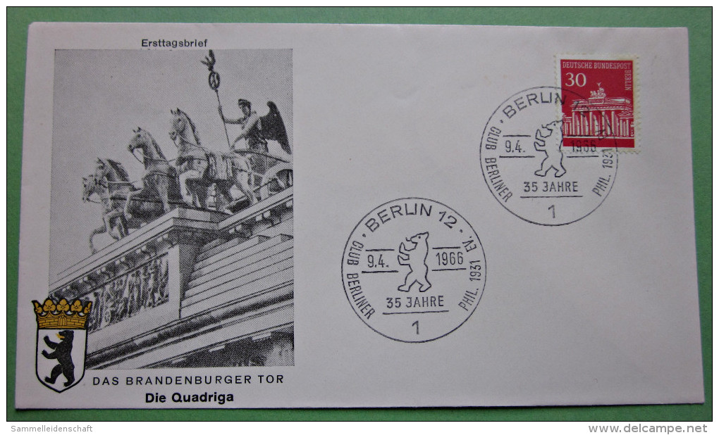 Brief FDC Briefmarken Deutschland Berlin Brandenburger Tor 1966 Ersttagsbrief - Sonstige & Ohne Zuordnung