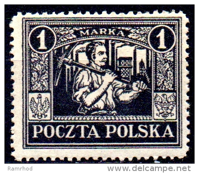 POLAND 1922 Silesian Miner -  1m. - Black  MH - Unused Stamps