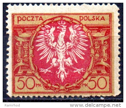 POLAND 1921 Eagle - 50m. - Red And Buff  MH - Neufs