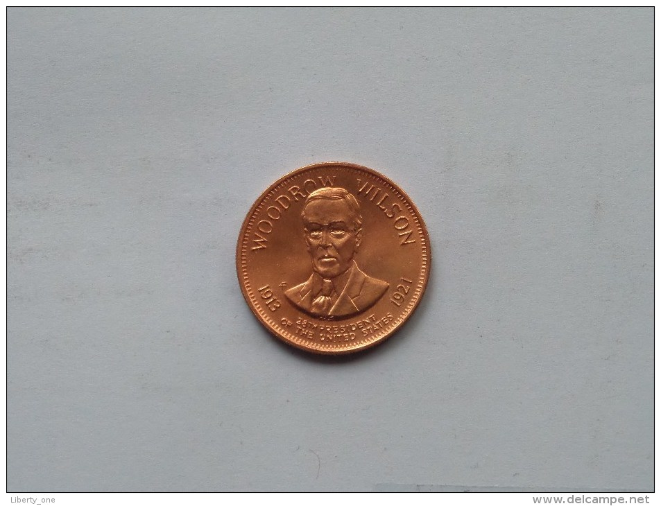 WOODROW WILSON - Presidential Hall Of Fame ( 26 Mm./ 6.4 Gr. / 1968 Franklin Mint - For Grade, Please See Photo ) ! - Monedas Elongadas (elongated Coins)