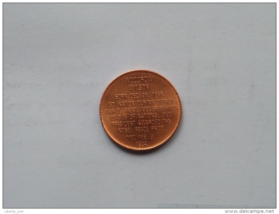 WOODROW WILSON - Presidential Hall Of Fame ( 26 Mm./ 6.4 Gr. / 1968 Franklin Mint - For Grade, Please See Photo ) ! - Monedas Elongadas (elongated Coins)