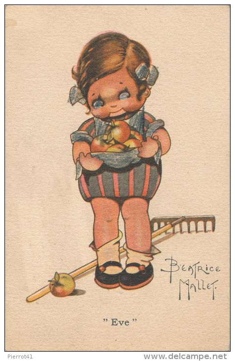 ENFANTS - LITTLE GIRL - MAEDCHEN - Jolie Carte Fantaisie Fillette Avec Pommes " EVE " Signée BEATRICE MALLET - Mallet, B.