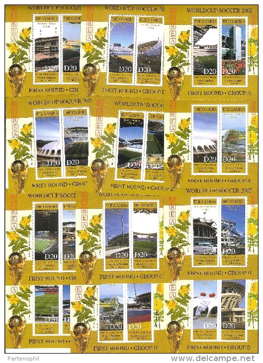 ** GAMBIA WORLD CUP SOCCER 2002 KOREA / JAPAN 12 SHEETS MNH YVERT 548-559 - 2002 – Corea Del Sud / Giappone