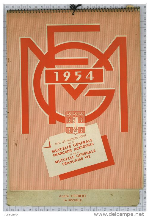 Mutuelle Générale Française Accidents Et Vie, 1954, 12 Photos/12 Mois - Grand Format : 1941-60