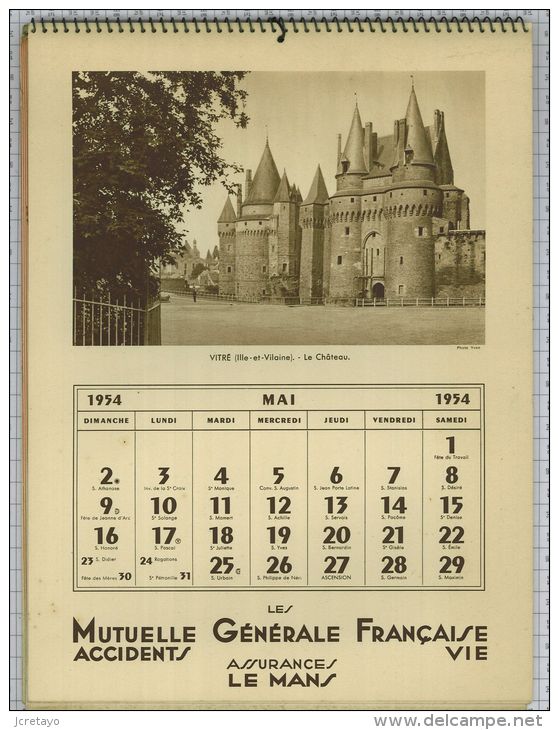 Mutuelle Générale Française Accidents Et Vie, 1954, 12 Photos/12 Mois - Grand Format : 1941-60