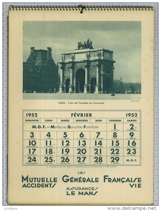 Mutuelle Générale Française Accidents Et Vie, 1952, 12 Photos/12 Mois - Grossformat : 1941-60