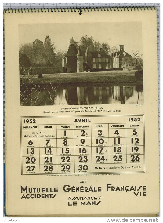 Mutuelle Générale Française Accidents Et Vie, 1952, 12 Photos/12 Mois - Grand Format : 1941-60