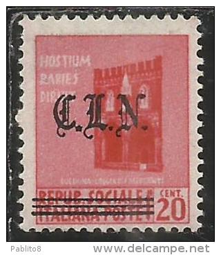 ITALY ITALIA 1945 CLN TORINO MONUMENTS DESTROYED OVERPRINTED MONUMENTI DISTRUTTI SOPRASTAMPATO CENT. 20 MNH - National Liberation Committee (CLN)