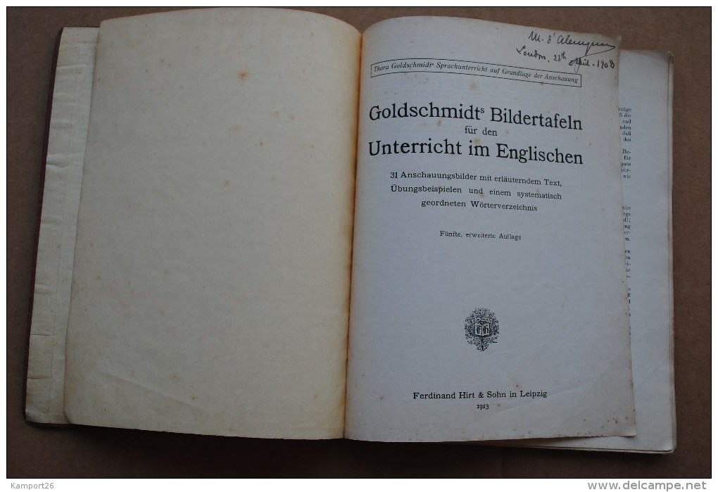 1913 Bildertafeln Für Den Unterricht Im Englischen GOLDSCHMIDT Teaching English Anglais - 1900-1949