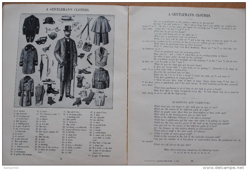 1913 Bildertafeln für den Unterricht im Englischen GOLDSCHMIDT Teaching English Anglais