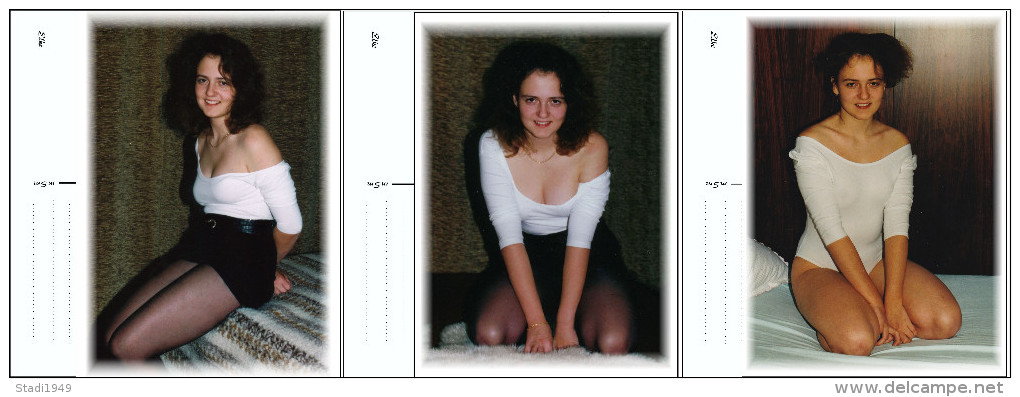 AK 3 Photopostcards Fotokarten ELKIE Mädchen Girl In White Shirt And Black Miniskirt And Gymnasticdress - Sonstige & Ohne Zuordnung