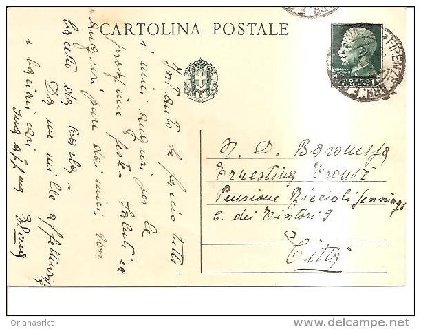 61146) Intero Postale Da 15c. Imperiale Da Firenze Per Città Il 21/12/1934 - Interi Postali