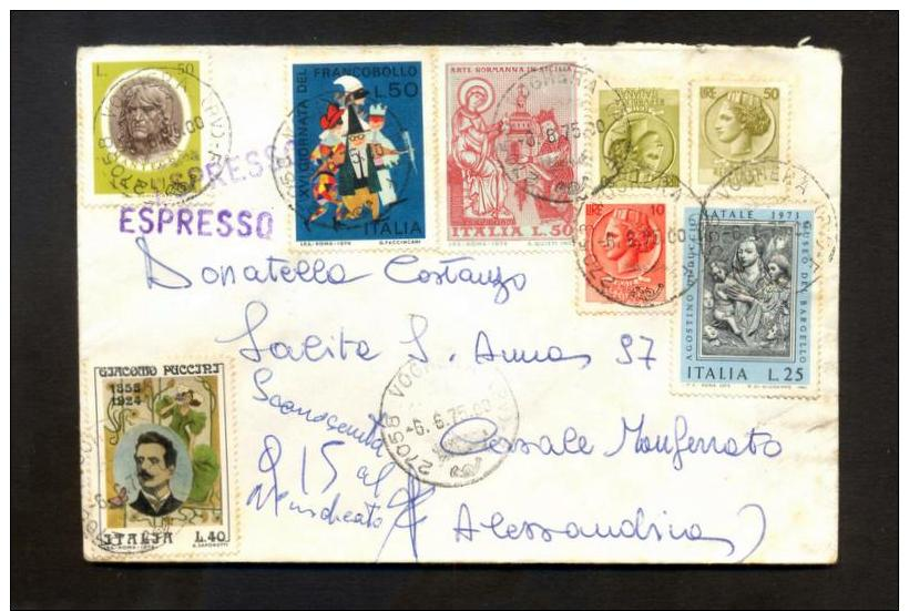 1975.Express Cover With A Variety Of Italian Stamps.   In Sound Condition As Per Scan. - Altri & Non Classificati