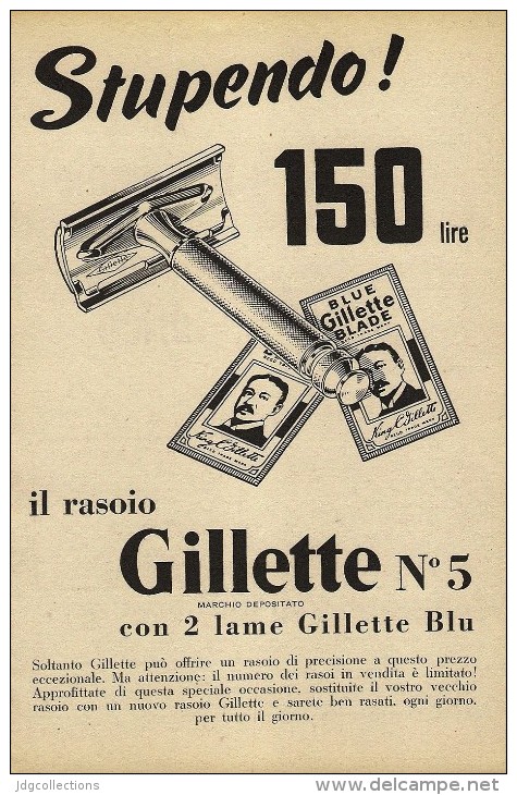 # GILLETTE BLADES 1950s Advert Pubblicità Publicitè Reklame Lamette Rasoio Lames Rasoir Cuchillas Klingen - Scheermesjes