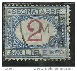 ITALIA REGNO ITALY KINGDOM 1903 SEGNATASSE TAXES DUE TASSE CIFRA NUMERAL LIRE 2  USATO USED - Taxe