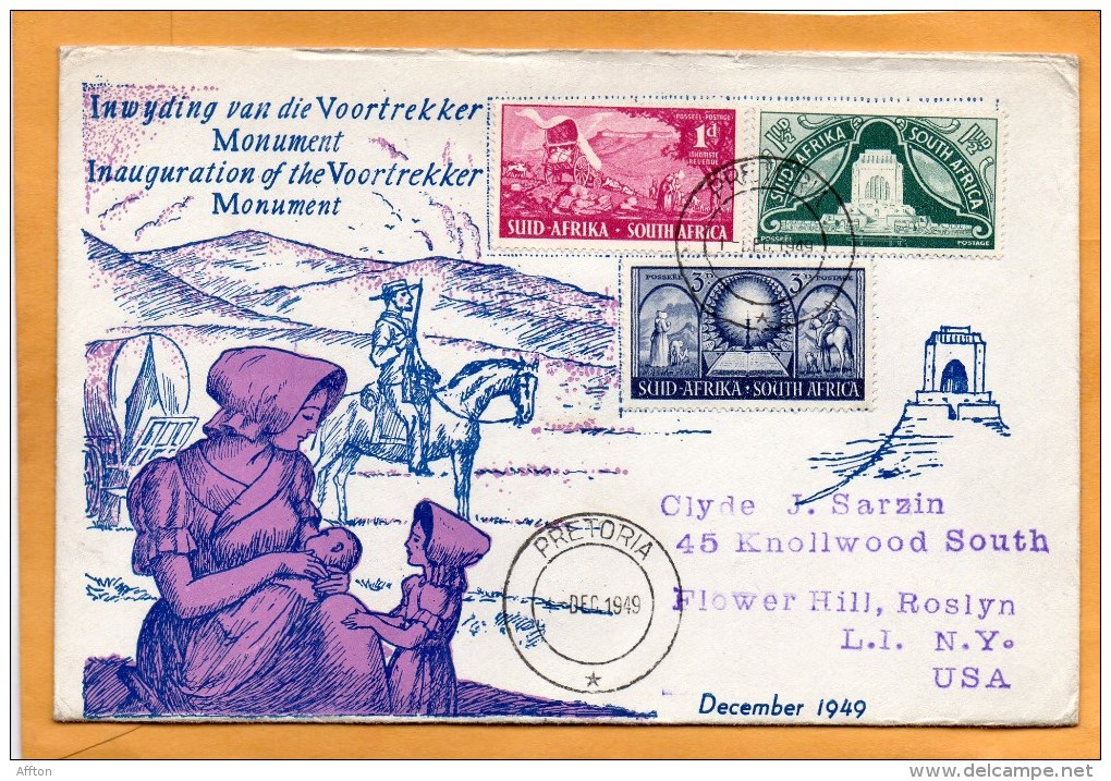 South Africa 1949 FDC Mailed To USA - FDC