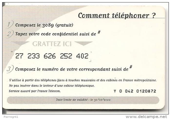 TICKET TELEPHONE-TICKET PR 50-LAVANDE 2-Recto-100F=15.24€- Petits N°-Série- GRATTE-TBE- - Tickets FT