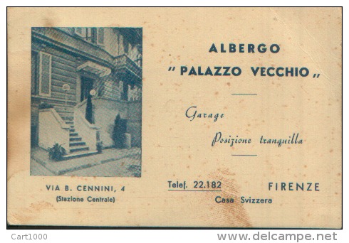 ALBERGO PALAZZO VECCHIO FIRENZE - Cartes De Visite