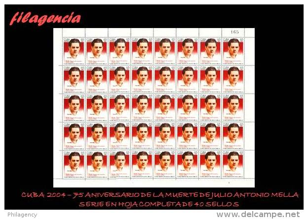 CUBA. PLIEGOS. 2004-05 75 ANIVERSARIO DE LA MUERTE DE JULIO ANTONIO MELLA. LÍDER ESTUDIANTIL - Hojas Y Bloques